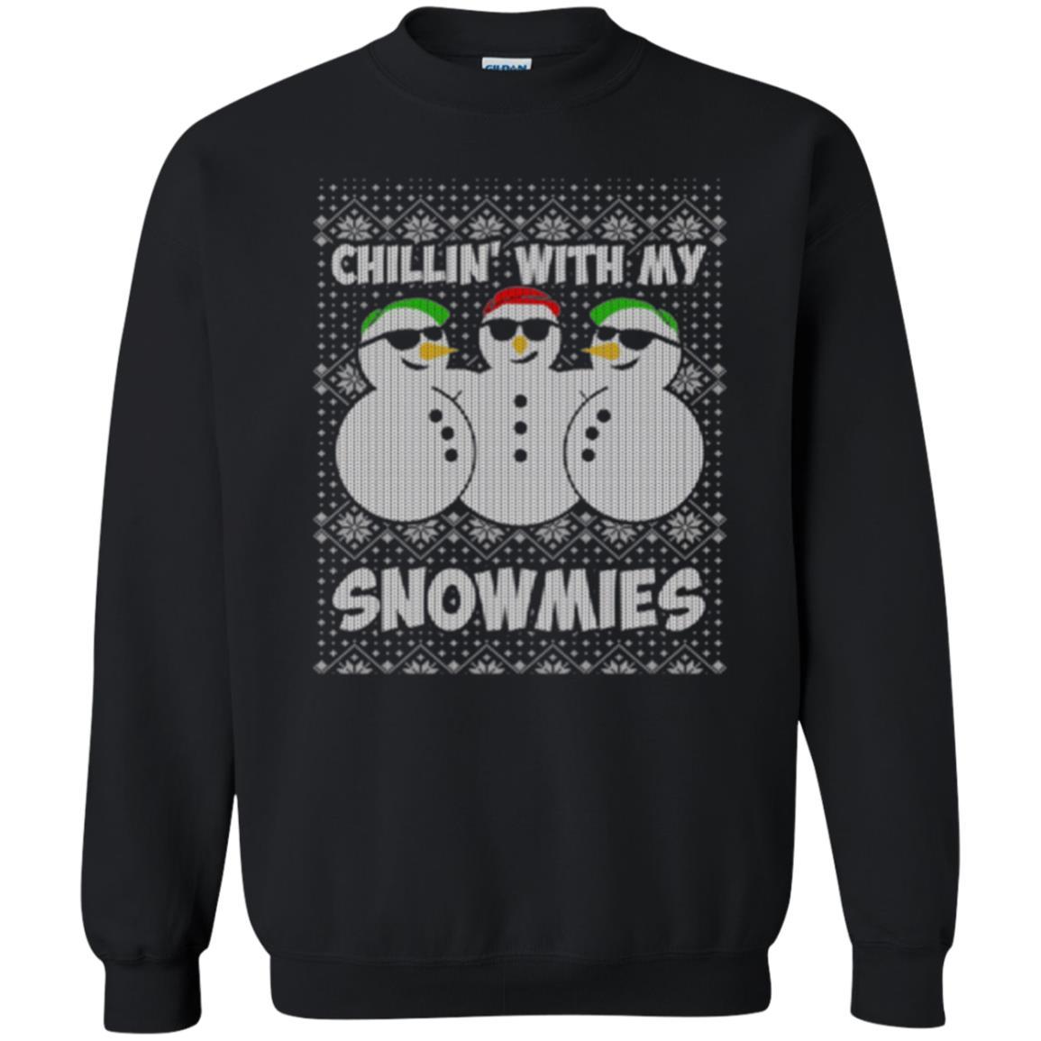 Christmas T-shirt Chillin With My Snowmies Black
