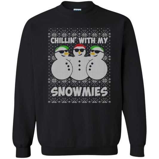 Christmas T-shirt Chillin With My Snowmies Black