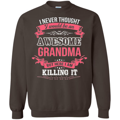 Nana T-shirt I Never Thought I Would Be An Awesome Grandma Dark Chocolate