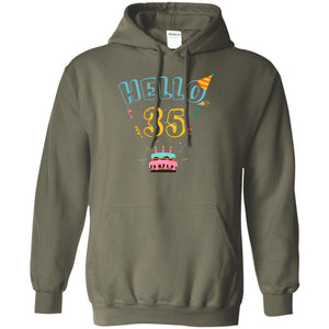 Hello 35 Thirty Five  35th 1983s Birthday Gift  ShirtG185 Gildan Pullover Hoodie 8 oz.