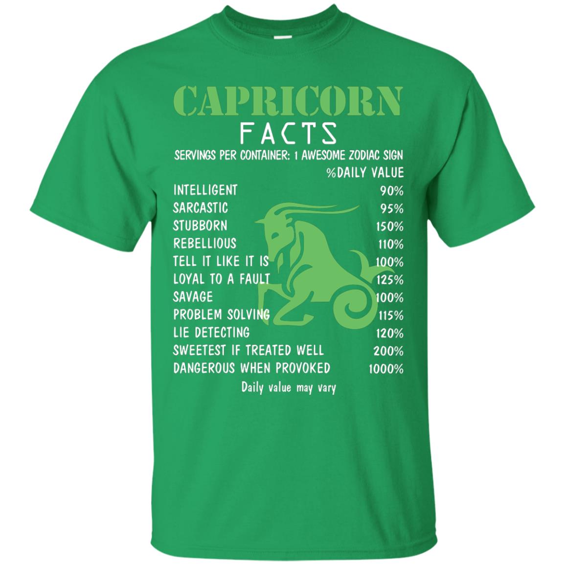 Capricorn Facts 1 Awesome Zodiac Sign Gift Shirt For Capricorn Horoscope Irish Green