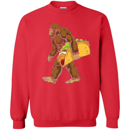 Camping T-shirt Bigfoot Sasquatch Carrying Taco Red
