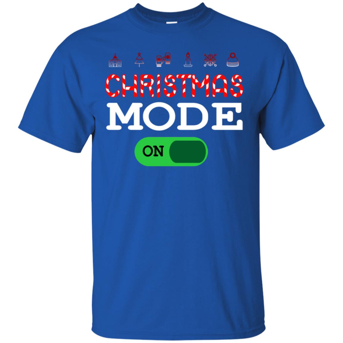 Mode On Christmas X-mas Gift Shirt For Mens Womens Kids Royal