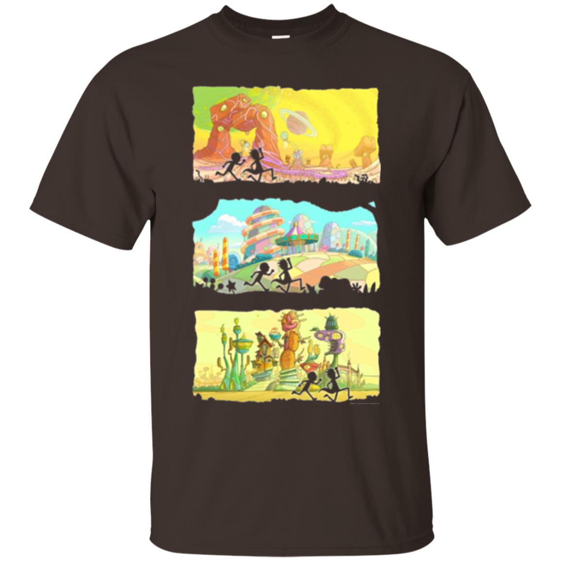 Movie T-shirt Running Silhouettes On Alien Land Dark Chocolate