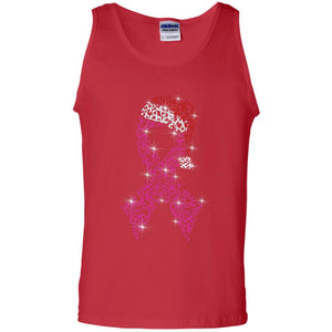 Pink Ribbon With Santa Hat Breast Cancer Awareness X-mas Gift ShirtG220 Gildan 100% Cotton Tank Top