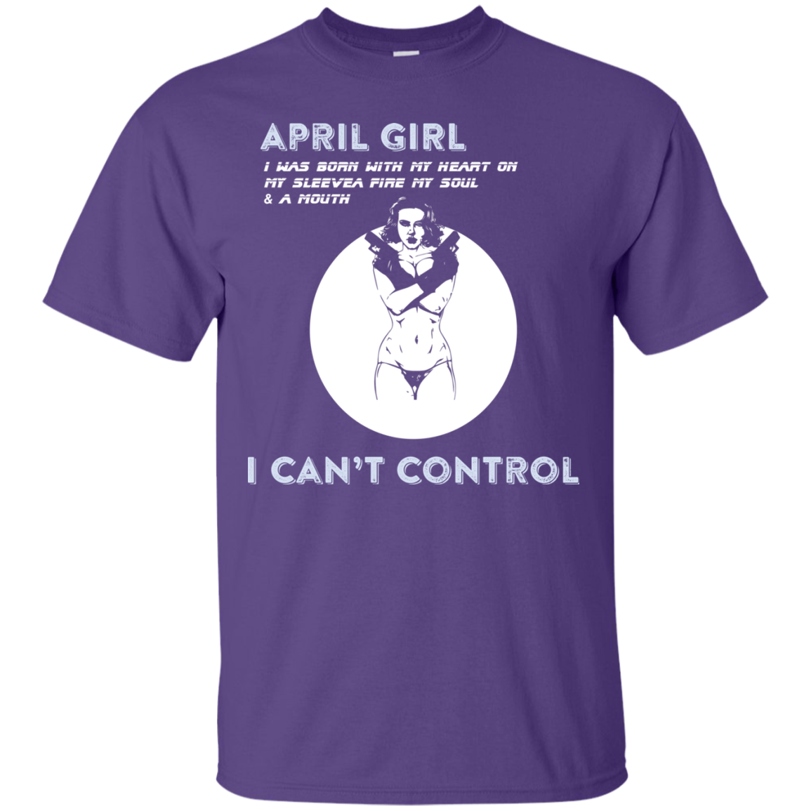 April Girl I Was Born With My Heart T-shirt Purple
