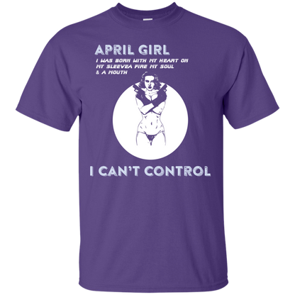 April Girl I Was Born With My Heart T-shirt Purple