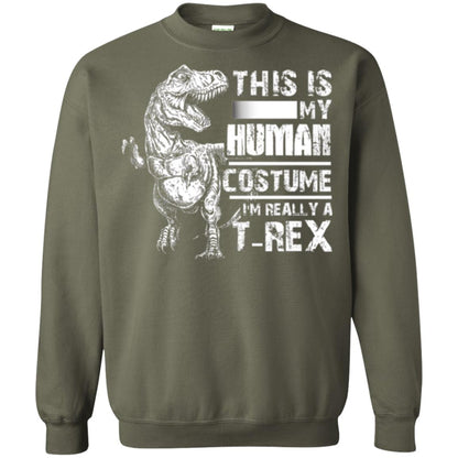 Dinosaus T-shirt This Is My Human Costume Shirt Human Military Green