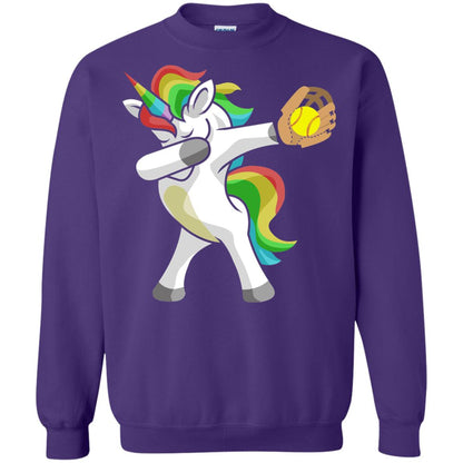 Dabbing Unicorn Softball T-shirt Funny Dabbing Purple