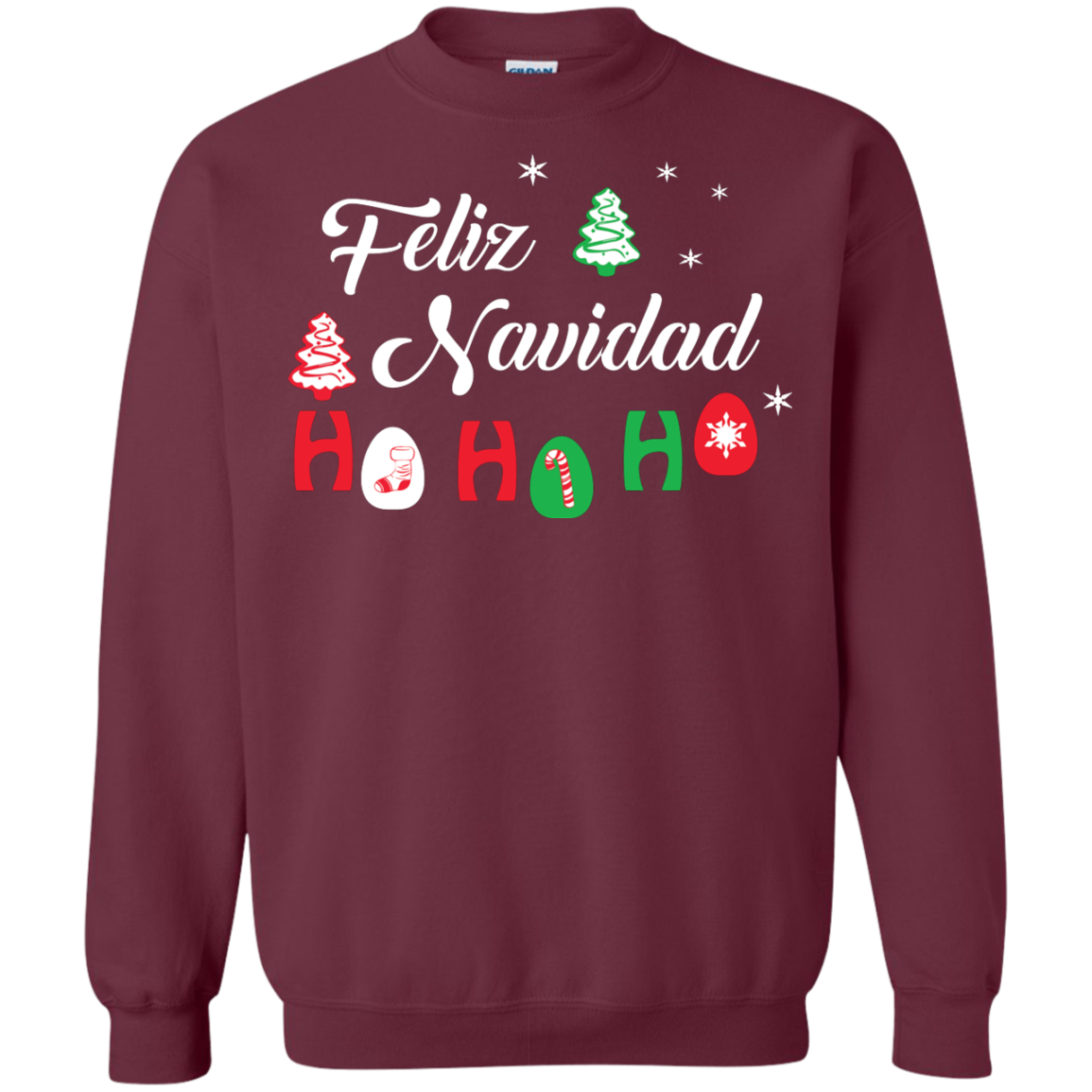 Chirstmas T-Shirt Feliz Navidad Ho Ho Ho Maroon