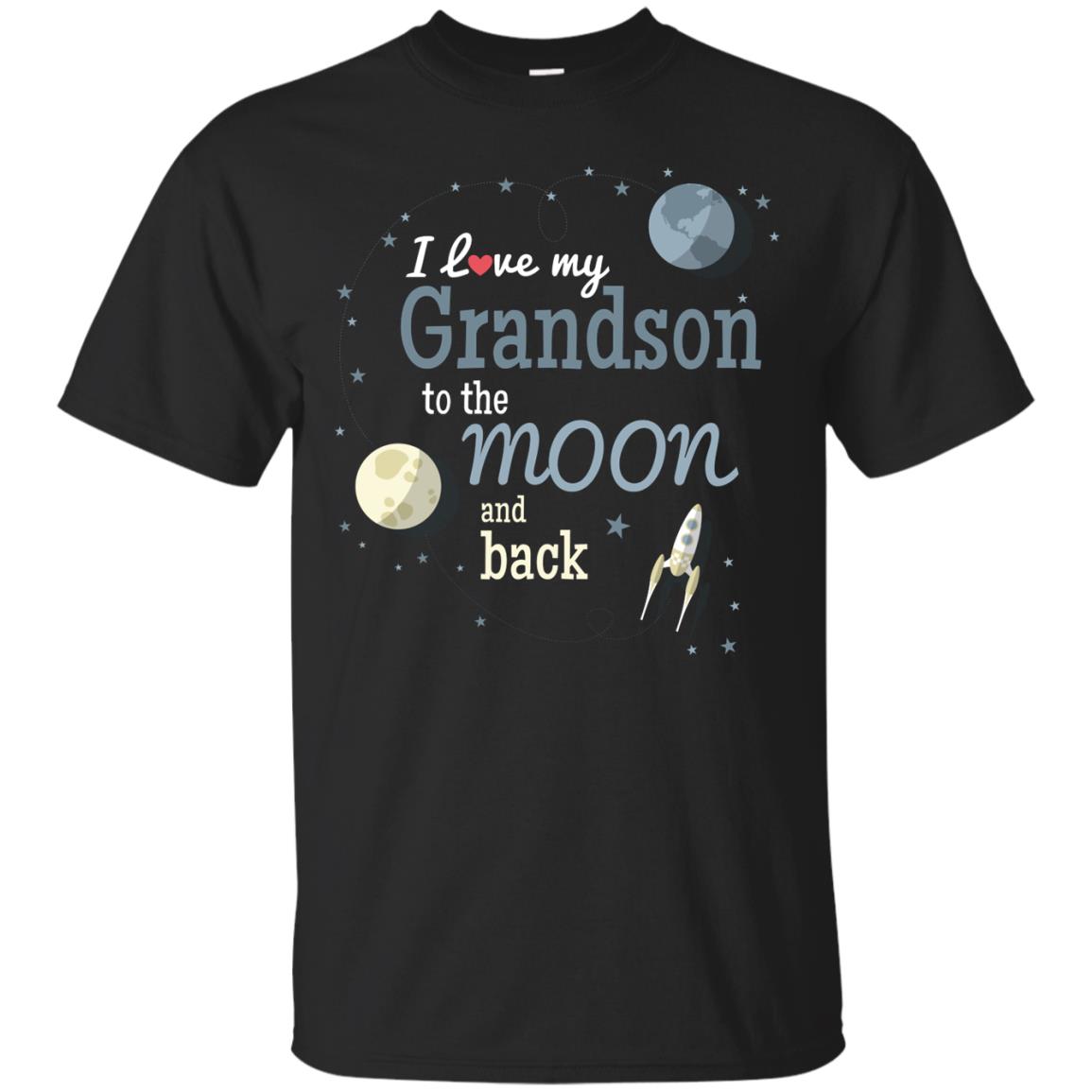 I Love My Grandson To The Moon And Back Grandparents Shirt Black