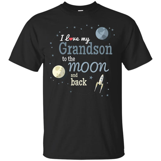 I Love My Grandson To The Moon And Back Grandparents Shirt Black