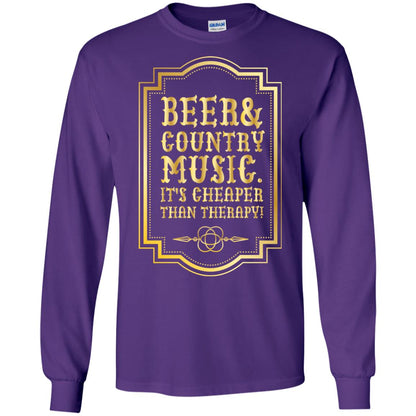 Beer Country Music Its Cheaper Than Therapy Beer Lover Shirt Purple
