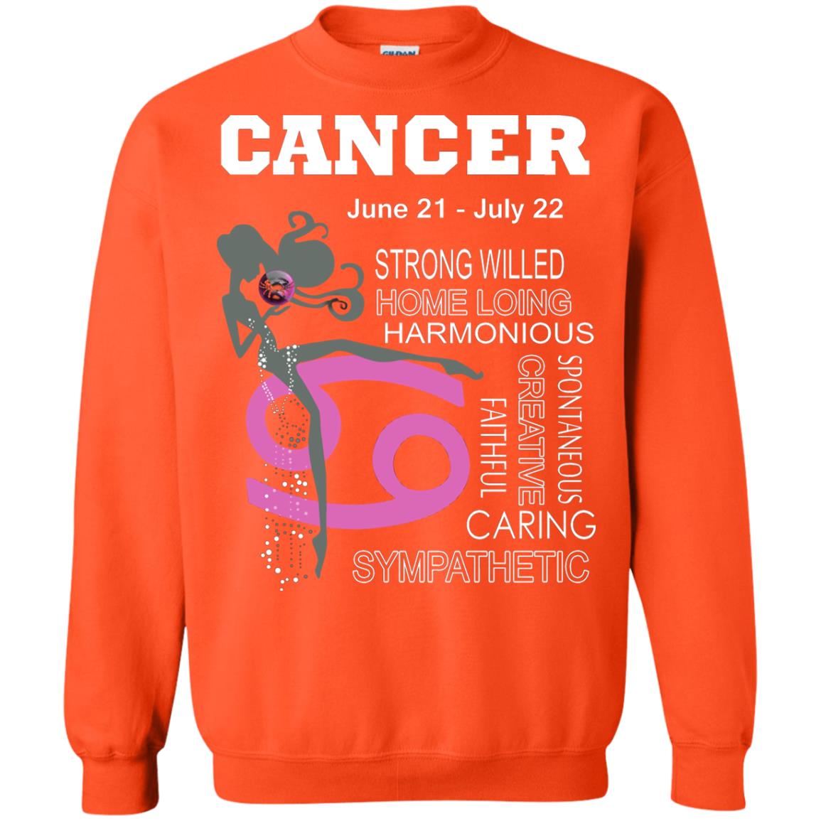 Cancer Strong Willed Home Loing Harmonious Faithful Creative Spontaneous Caring Sympathetic Orange