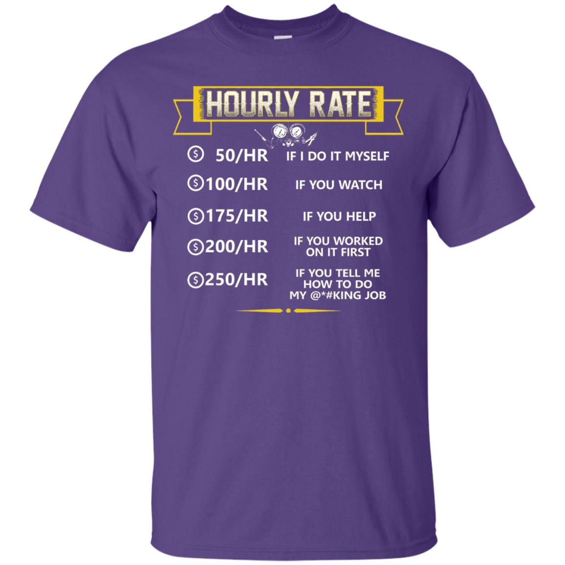 Hvac Tech Hourly Rate T-shirt New Version Purple