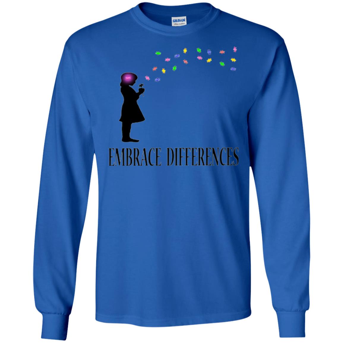 Embrace Differences Shirt Proud Autism Awareness T-shirt Royal
