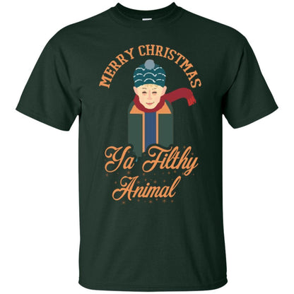 Christmas T-shirt Merry Christmas Ya Filthy Animal Forest Green