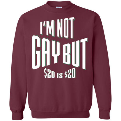 Funny Bi-curious Bachelor Humor Party T-shirt I'm Not Gay But $20 Is $20 Maroon