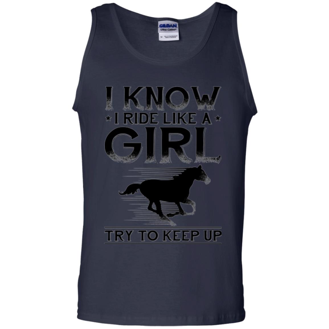 Horse Lovers T-shirt I Know I Ride Like A Girl Navy