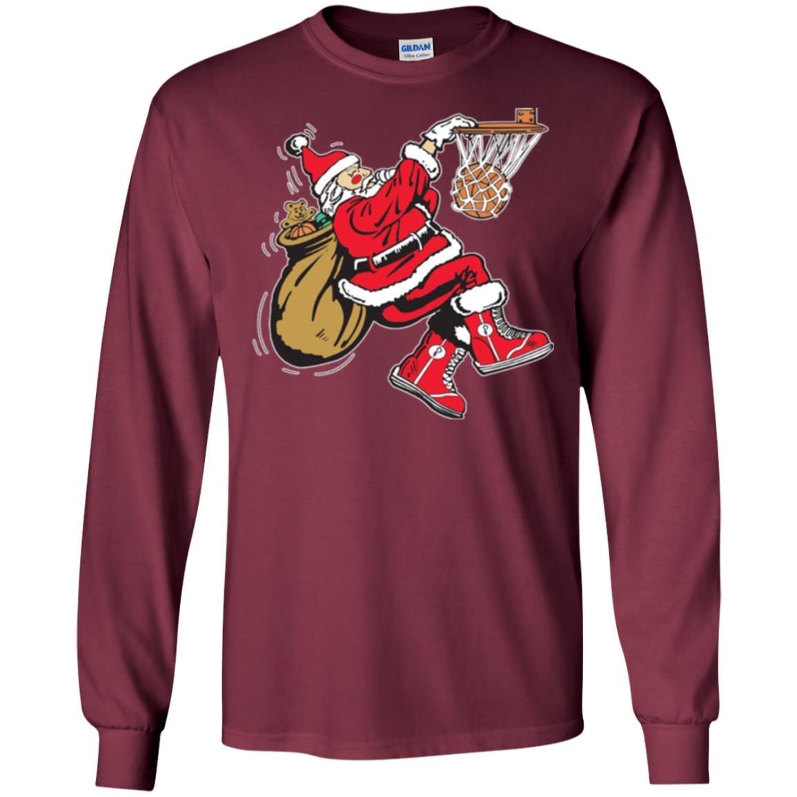 Christmas T-shirt Basketball Santa Claus Maroon