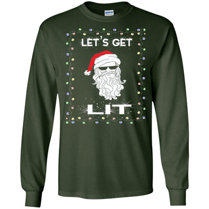 Christmas T-shirt Let_s Get Lit Forest Green