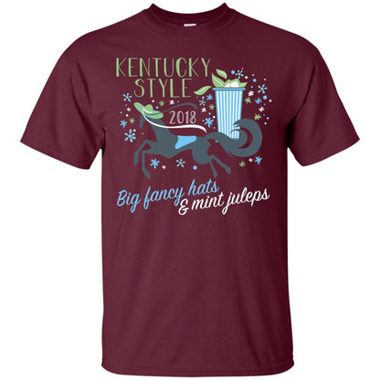 Kentucky Style Horse Big Funny Hats And Mint Juleps 2018 Shirt Maroon