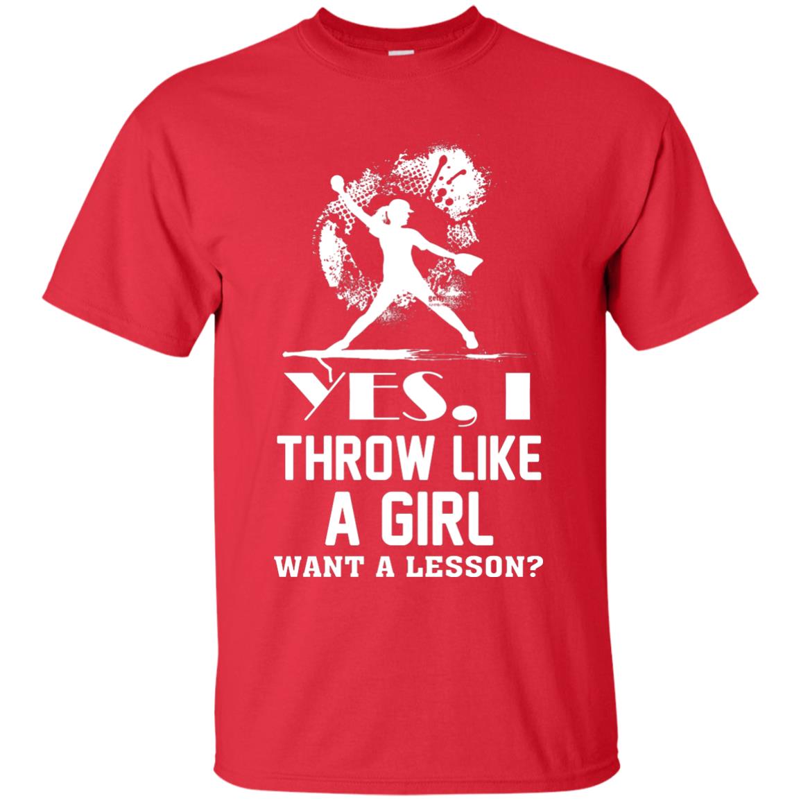 Yes, I Throw Like A Girl Want A Lesson Basebal T-shirt Red