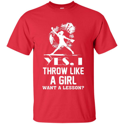 Yes, I Throw Like A Girl Want A Lesson Basebal T-shirt Red