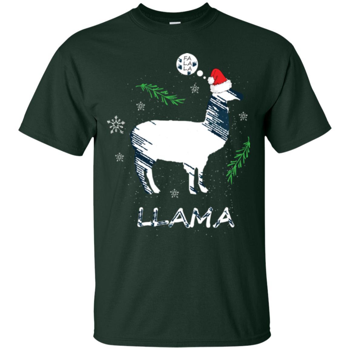Christmas T-shirt Fa La La La Llama T-shirt Forest Green