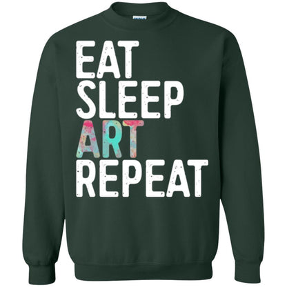 Artist T-shirt Eat Sleep Art Repeat Forest Green