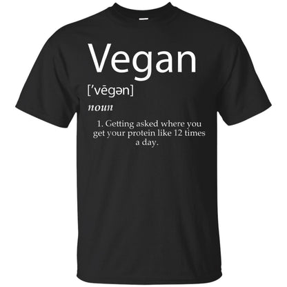 Vegan Definition Shirt Funny Veganism Protein Cookbook Black