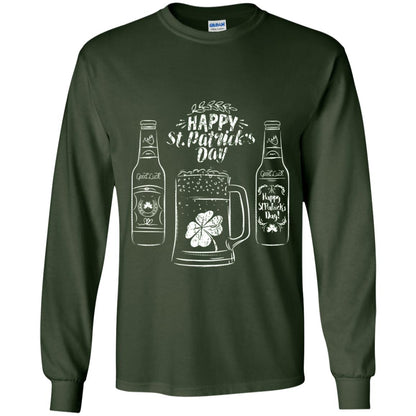 Happy St. Patrick_s Day Drinking Beer St Patrick_s Day T-shirt Forest Green