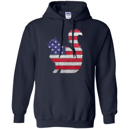Patriotic Maine Coon American Flag Embroidery T-shirt Navy