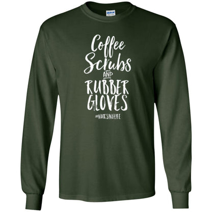 Nurse T-shirt Coffee Scrubs And Rubber Gloves Forest Green