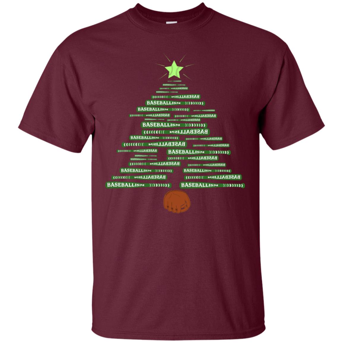 Baseballism Christmas Tree Gift Shirt Maroon