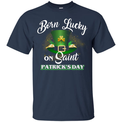Born Lucky On Saint Patrick's Day T-shirt Navy