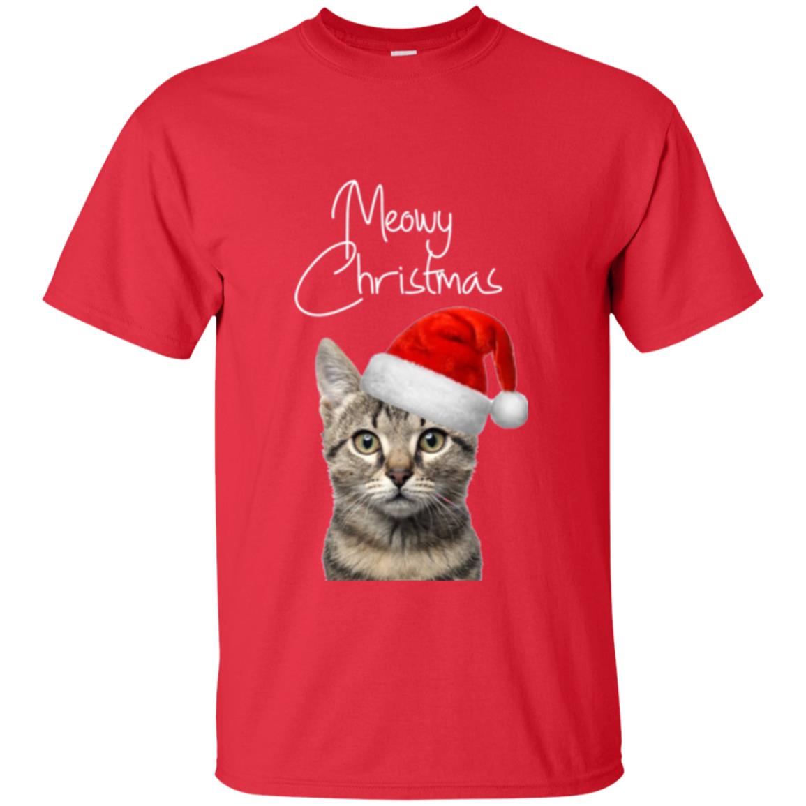 Cat Lovers T-shirt Merry Christmas Red