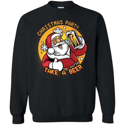 Christmas Party Take A Beer Santa X-mas Gift Shirt Black