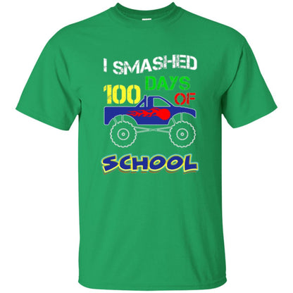 Trucker T-shirt I Smashed 100 Day Of School Irish Green