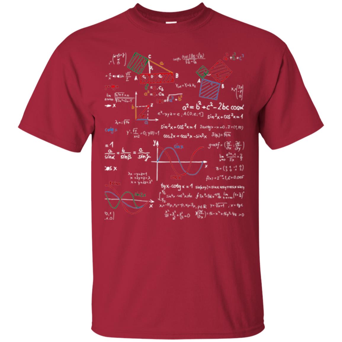 Math Lover T-shirt Formulas Cheat Sheet Cardinal
