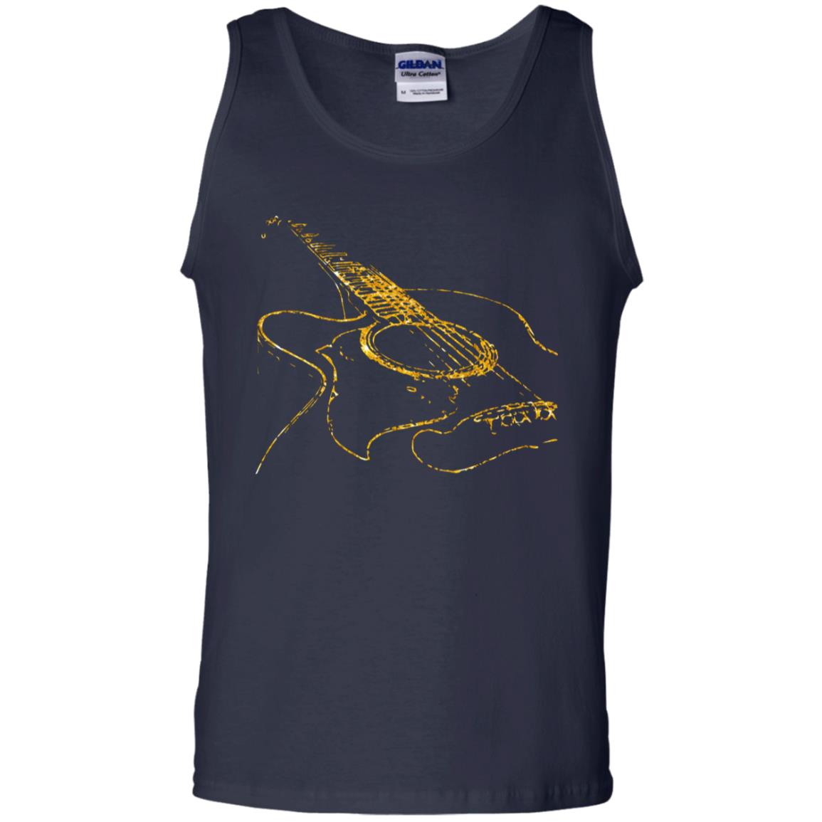 Guitar Gold Guitarist Gift Shirt For Mens Or Womens Navy