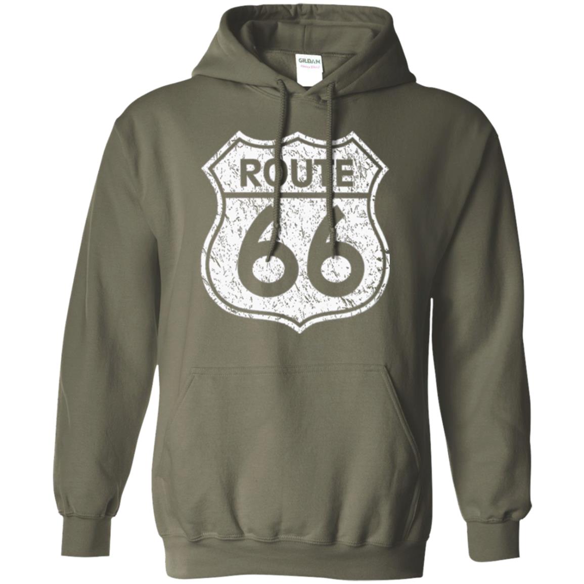 Historical Route 66 Distressed Vintage Look T-shirt Military Green