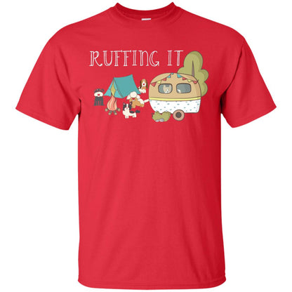 Ruffing It Camping With Dogs Camper T-shirt Red