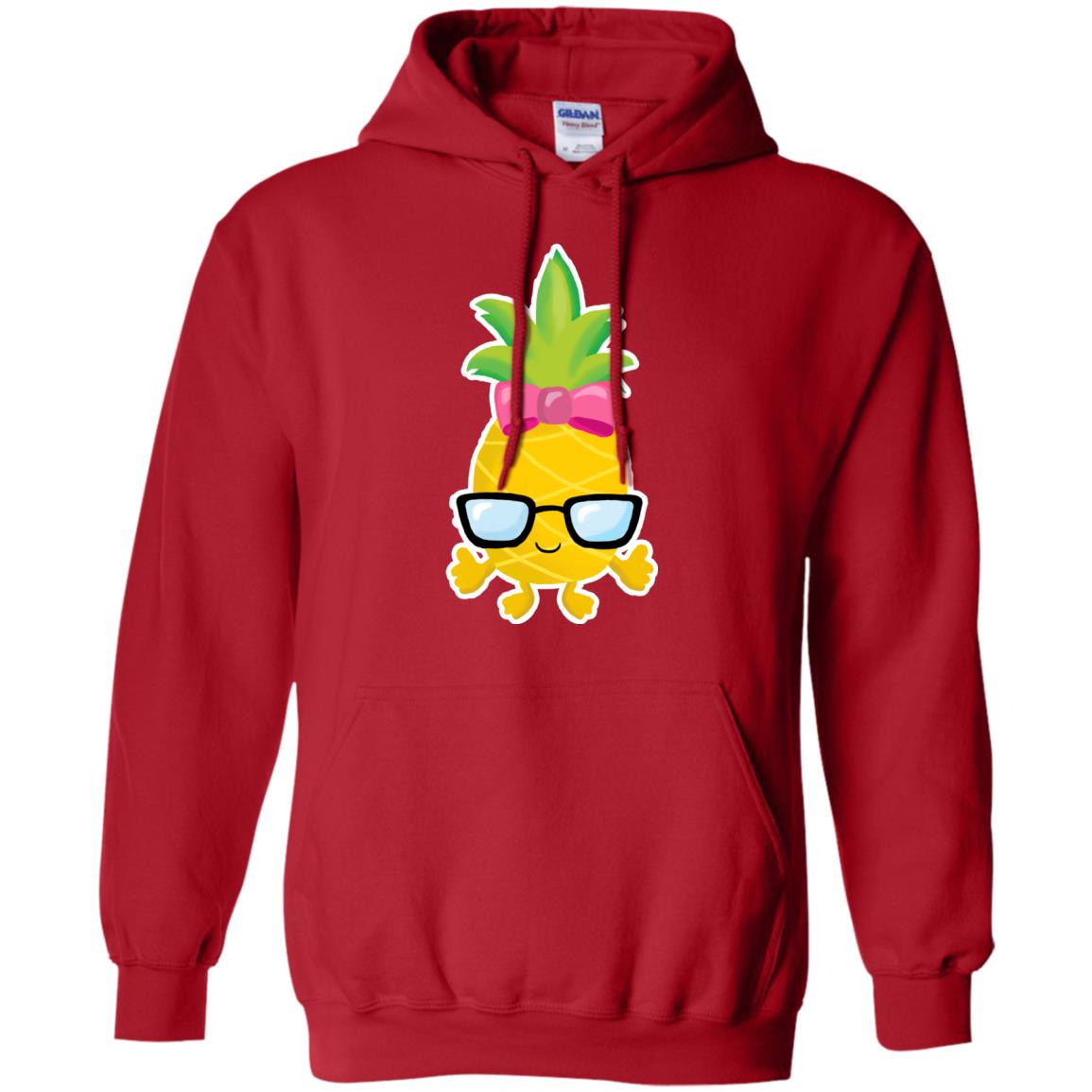 Funny Pineapple With Glasses For Girls Womens Shirt Red