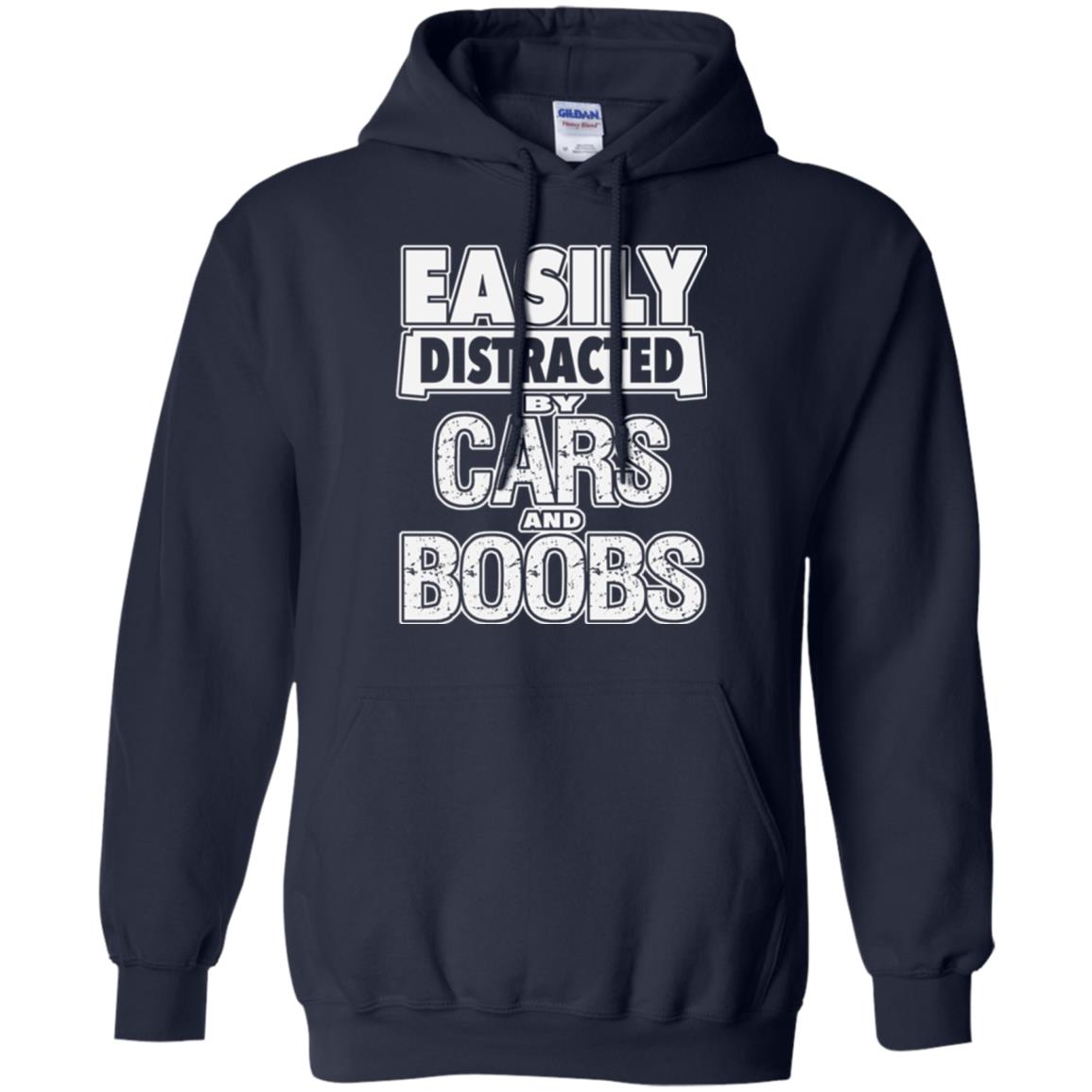 Car Lover T-shirt Easily Distracted By Cars And Boobs Navy