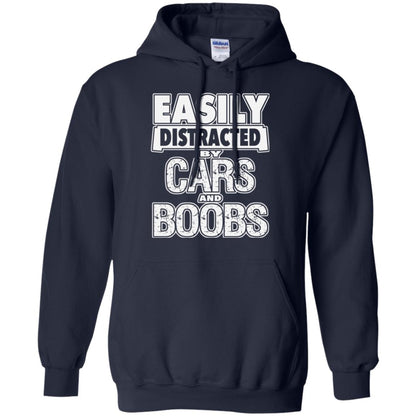 Car Lover T-shirt Easily Distracted By Cars And Boobs Navy