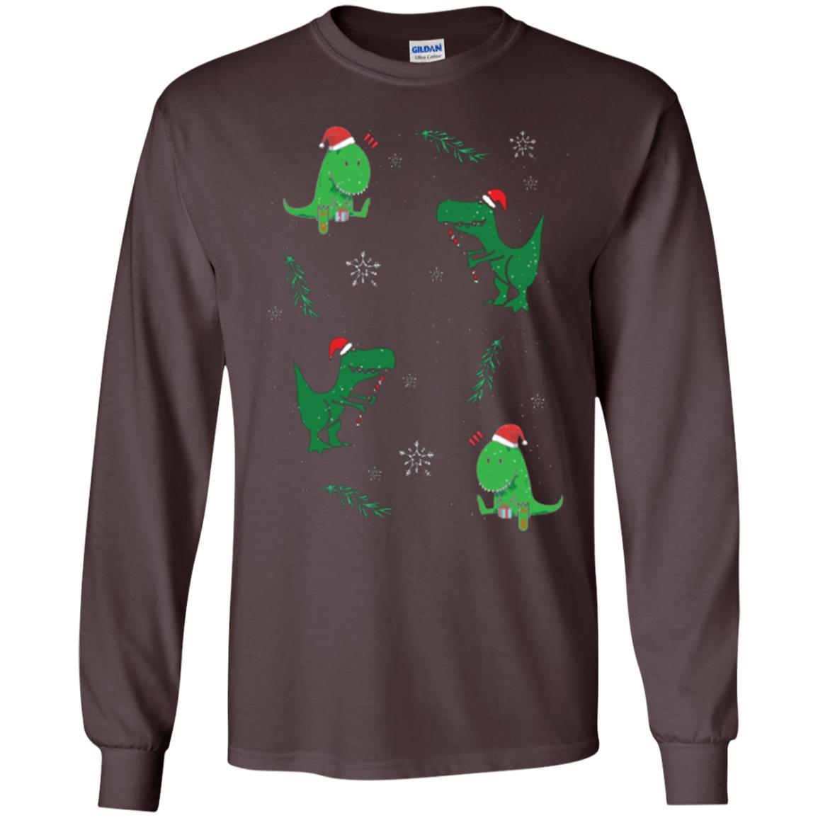 Funny Christmas T-shirt Merry Christmas Dinosaur Dark Chocolate