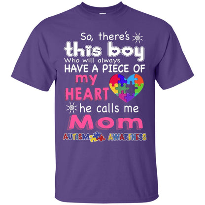There_s This Boy He Call Me Mom Autism Awareness T-shirt Purple