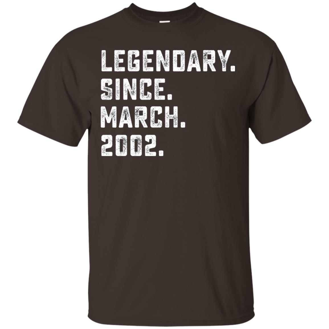 Legendary Since March 2002 16th Years Old Birthday T-shirt Dark Chocolate