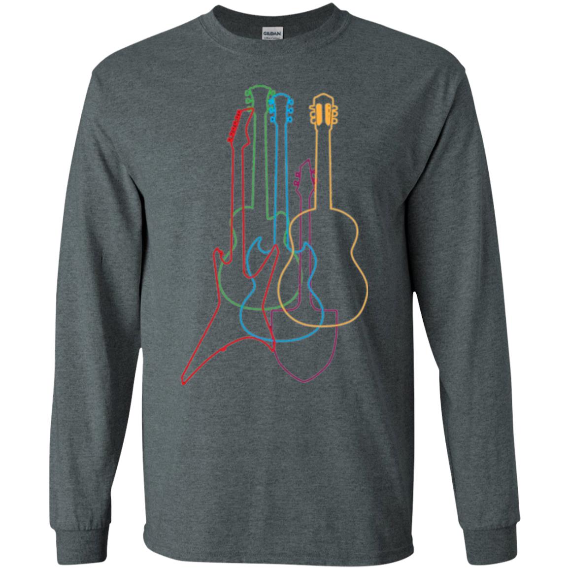Colored Guitars Electric Acoustic Classical T-shirt Dark Heather